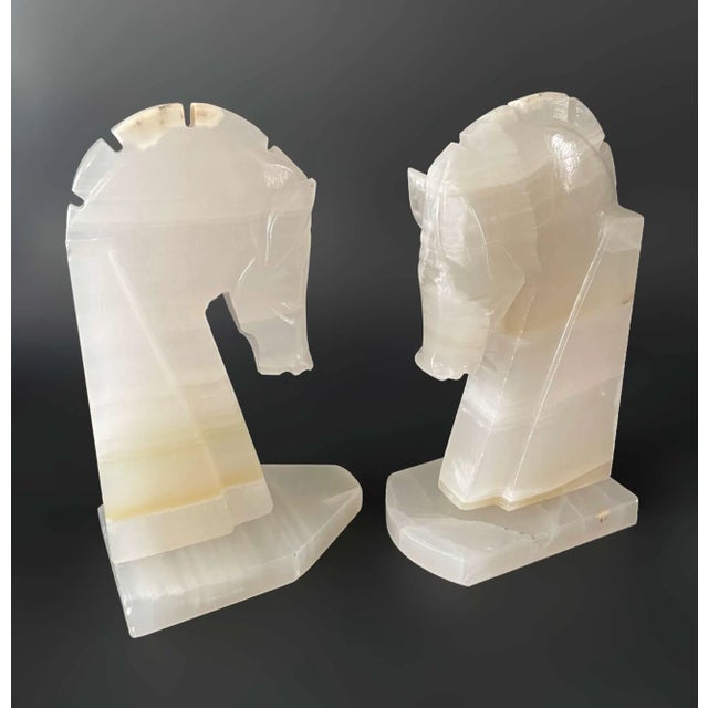 Bookends Carved Onyx With Horse Motif - A Pair For Sale - Image 4 of 7