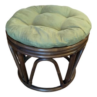 Mid Century Rattan Ottoman Stool For Sale