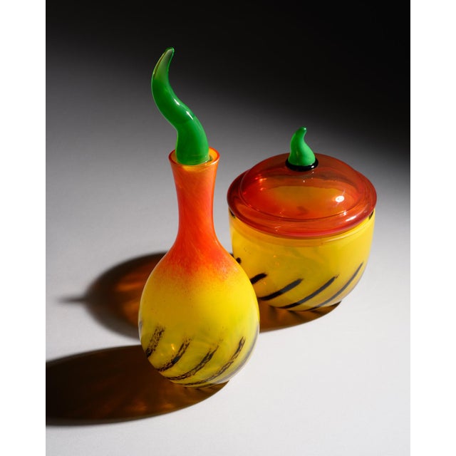 1990s Kontiki Hand-Blown Art Glass Carafe and Lidded Box by Nanny Still for Rosenthal Studio Line, 1993, Set of 2 For Sale - Image 5 of 17