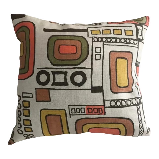 1960's Linen Abstract Pillow For Sale