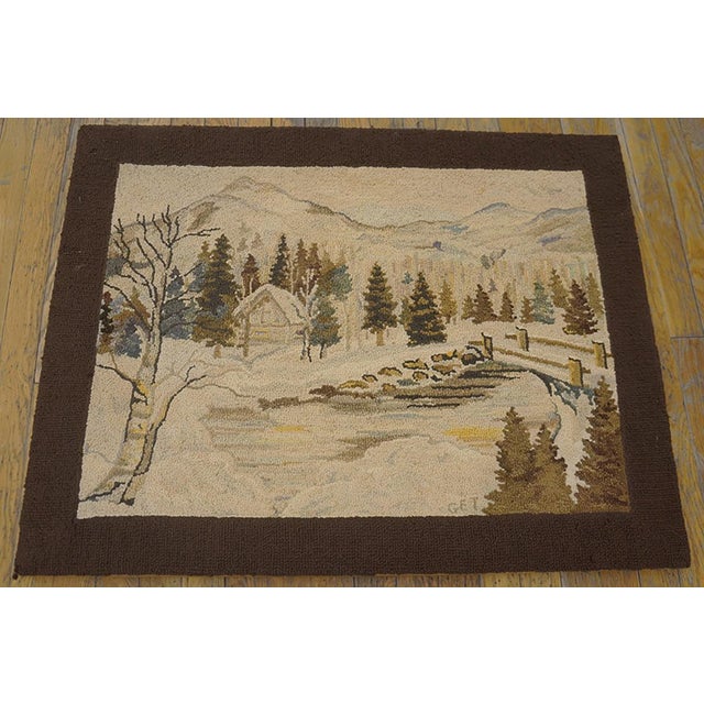 Antique American Hooked rug, size: 2'4" x 3'0". Multicolor Jewel Tones 1930s Wool American Hooked Floral Antique Rug,...