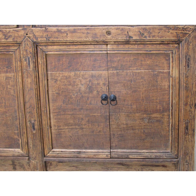 Brown Aged Poplar 3 Door Cabinet For Sale - Image 8 of 10
