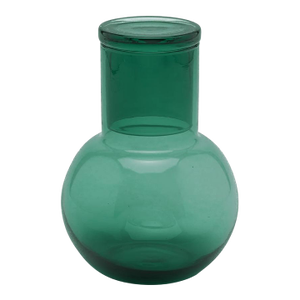 1990s Lausanne Hand Blown Smokey Green Glass Bedside Carafe & Tumbler Set