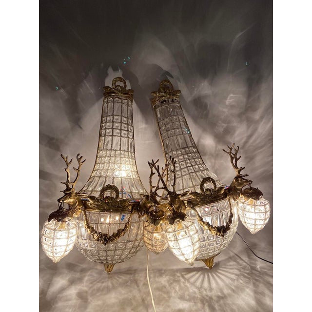 Metal Circa 1980 French Louis XVI Gold Bronze Wall Lamps/ Sconces – Pair For Sale - Image 7 of 18