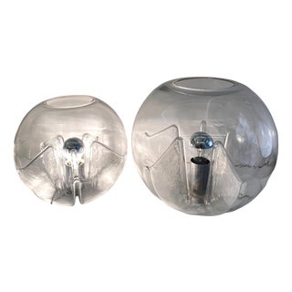 Clear Glass Membrane Lamps attributed to Toni Zuccheri for Veart, Murano, 1960s, Set of 2 For Sale