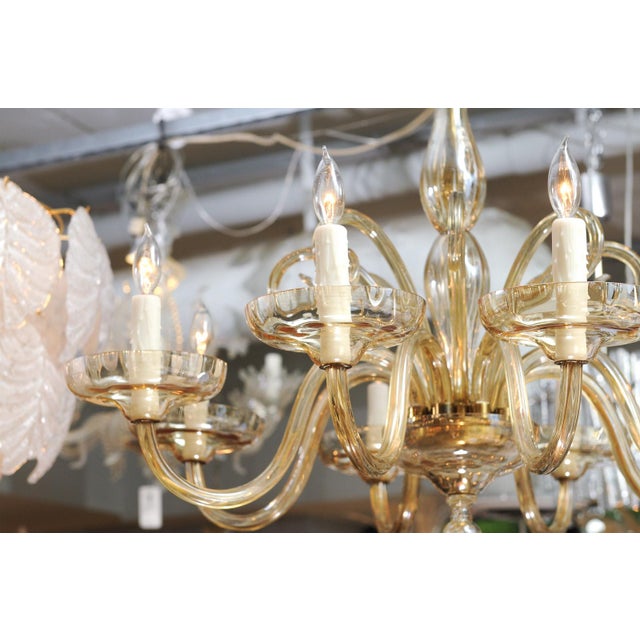 1960s Stunning 8-Light Venetian Glass Chandelier, Italy For Sale - Image 10 of 14