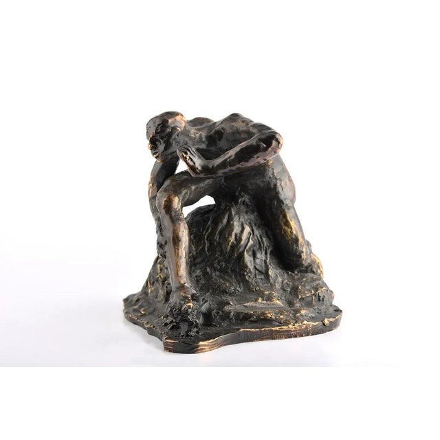 Man on the Rock - Original Bronze Sculpture by G. Migneco - Late 1900 Late 1900 For Sale - Image 3 of 4