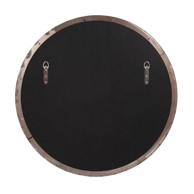 Contemporary Kenneth Ludwig Chicago Van Buren Brushed Brass Round Mirror For Sale - Image 3 of 6