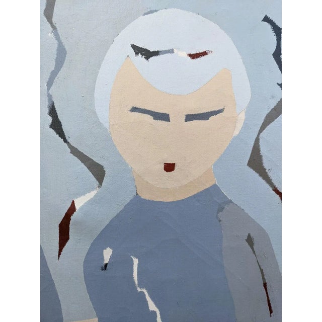 Mid-Century Modern "The Pair" Swedish Abstract Figurative Oil Painting by Hans Osswald, Unframed For Sale - Image 4 of 11