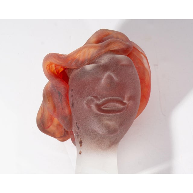 1990s 1995 Art Glass Head Scepter Sculpture by Stephen Fellerman For Sale - Image 5 of 6