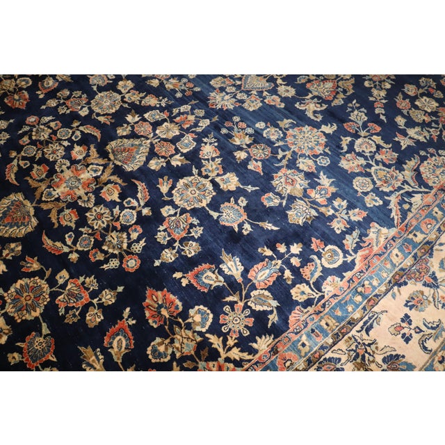 Persian Early 20th Century Zabihi Collection Oversize Manchester Wool Navy Persian Sarouk Rug - 11'6" x 25'2" For Sale - Image 3 of 12
