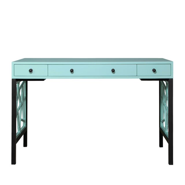David Francis Tiffany Writing Desk - Turquoise For Sale - Image 4 of 9