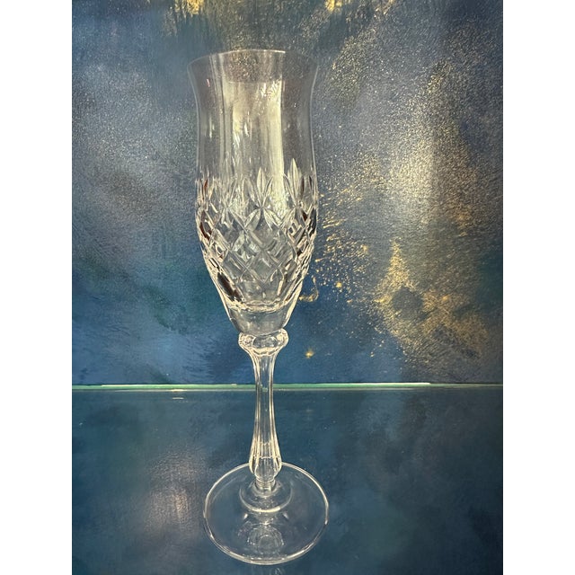 Mikasa Vintage Château by Mikasa Cut Crystal and Blown Glass Champagne Flutes Set of 10 For Sale - Image 4 of 5