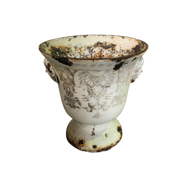 Late 19th Century Rouen Enamel Cast Iron Urns - Set of 2 For Sale - Image 6 of 8