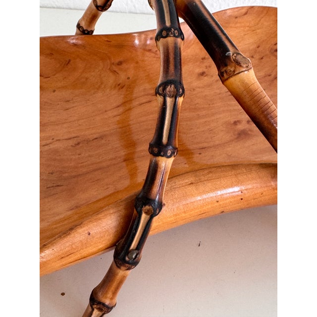 Mid-Century Italian Nutwood and Bamboo Basket, 1970s For Sale - Image 11 of 17
