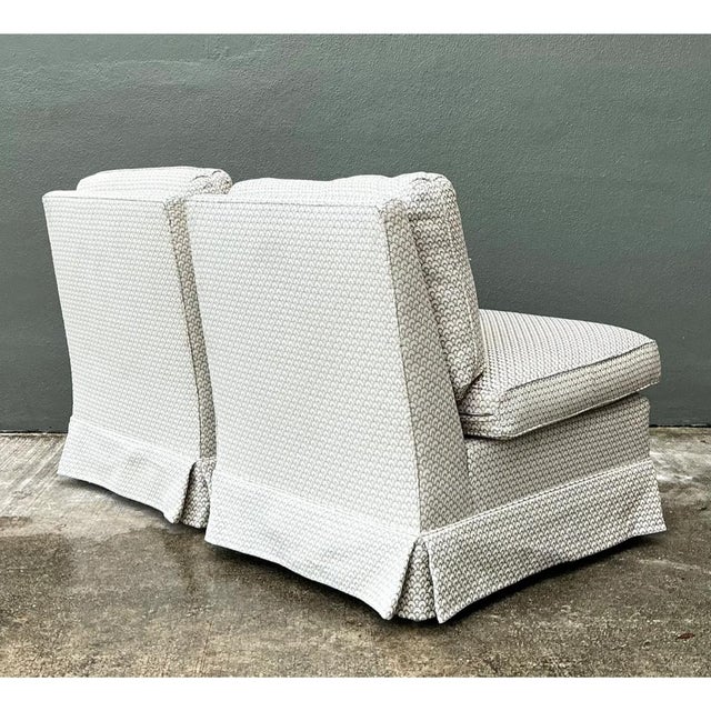 Vintage Upholstered Slipper Chairs - Pair For Sale In West Palm - Image 6 of 12