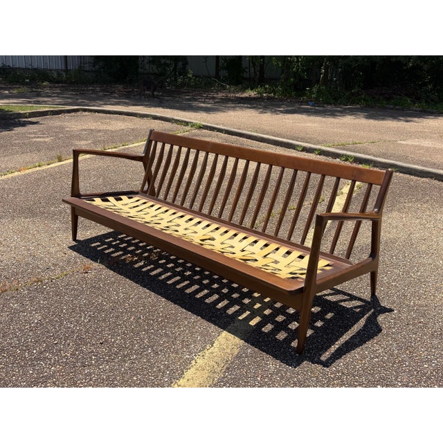 Mid-Century Modern Kofod Larsen for Selig Mid Century Danish Walnut Sofa For Sale - Image 3 of 6