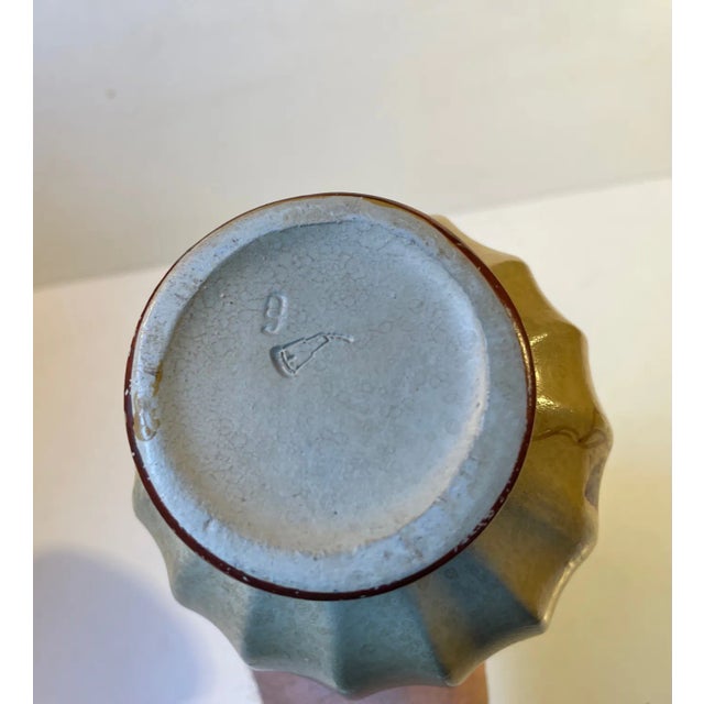 1930s Art Deco Handprinted Earthenware Vase by Knabstrup, 1930s For Sale - Image 5 of 6