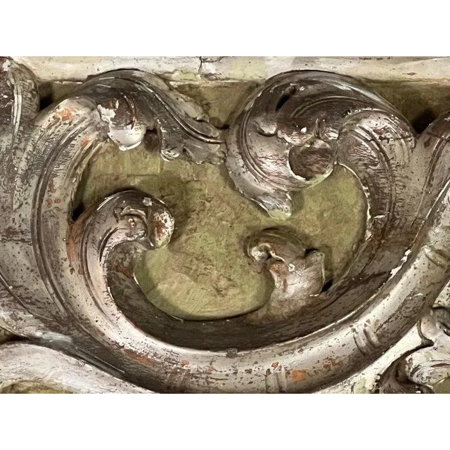 19th Century Italian Baroque Trumeau Mirror, Hand-Carved Green Frame For Sale In Los Angeles - Image 6 of 11