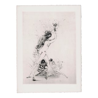 1960s Salvador Dali Etching From Les Amours De Cassandre Titled "La Fille Au Flambeau" For Sale