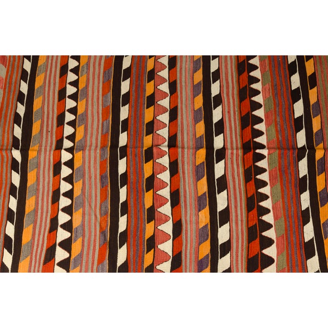 1950s Handwoven Sawtooth Striped Tribal Rug For Sale - Image 10 of 10