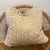 Fortuny Ashanti tribal pattern double sided down cushions. This stunning cream and silvery gold Fortuny pattern is 1980’s...