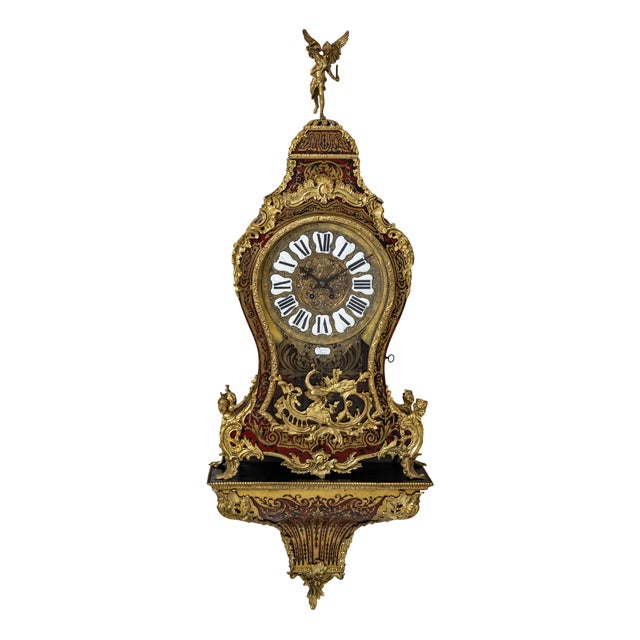 Louis XV Style Grand Cartel Clock with Console from Crosnier à Paris, Mid-19th Century For Sale
