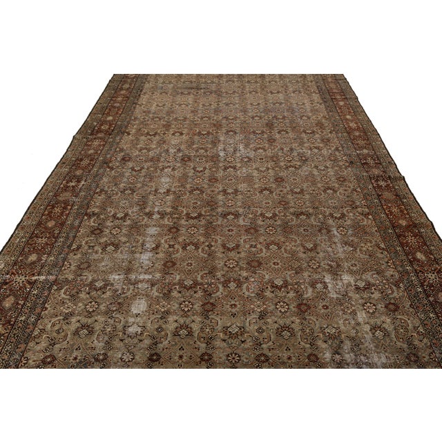 Antique Hamadan Wool Rug | Distressed Muted Earth Tones Oversized Runner / Gallery Rug For Sale - Image 10 of 11