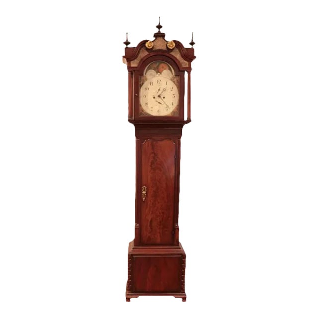 Antique English Mahogany Tall Clock For Sale