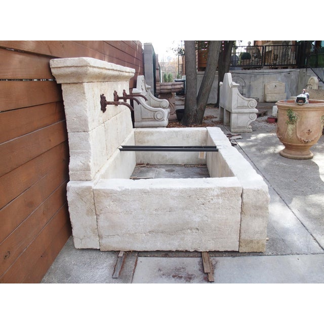 Large Sault Triple Spout Limestone Wall Fountain From Provence, France For Sale - Image 11 of 18
