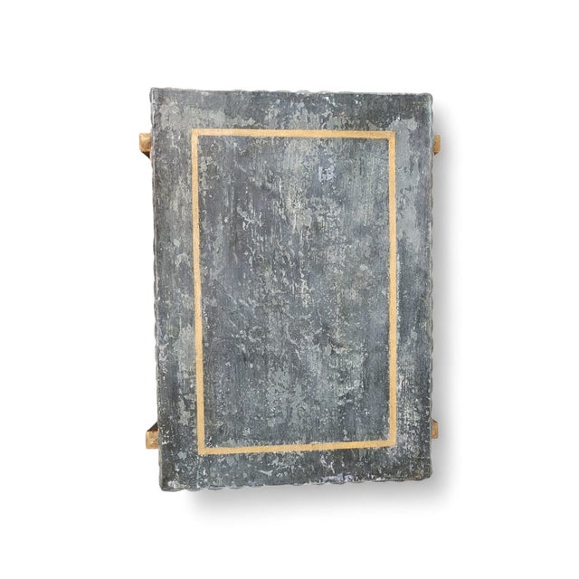 One-of-a-Kind Hand-Painted European Patina Accent Table With Gesso Finish & Gilded Detail For Sale - Image 6 of 7