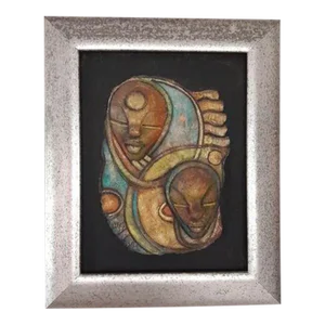 Everard Powell “Timeless Connection” Ceramic Figurative Wall Sculpture, Framed (2000s)
