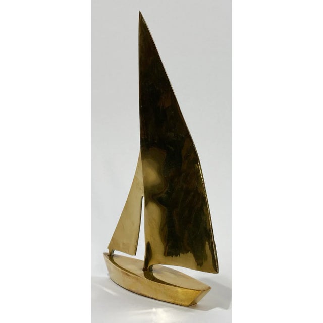 Large Vintage Modern Brass Sailboat For Sale - Image 4 of 4