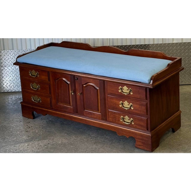 Chippendale Late 20th Century Lane Furniture Chippendale Cedar Blanket Chest / Bench For Sale - Image 3 of 10