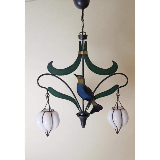 Nightingale Chandelier with Murano Glass Lanterns, 1980s For Sale - Image 4 of 13