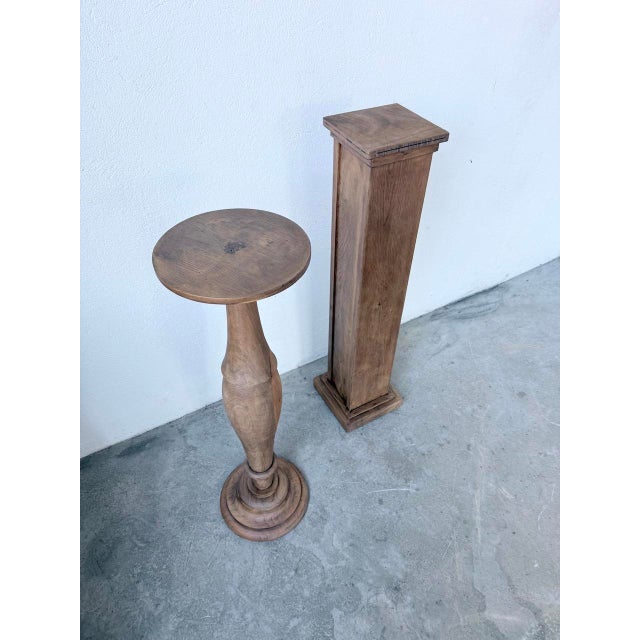 Wooden Column Pedestal Tables, 1950, Set of 2 For Sale - Image 12 of 18