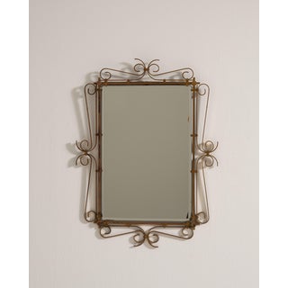 Art Deco Brass Mirror, Antique, France, Circa 1930 For Sale