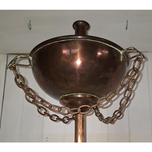 Metal Antique Art Nouveau Standing Candlestick in Copper, 1900 For Sale - Image 7 of 8