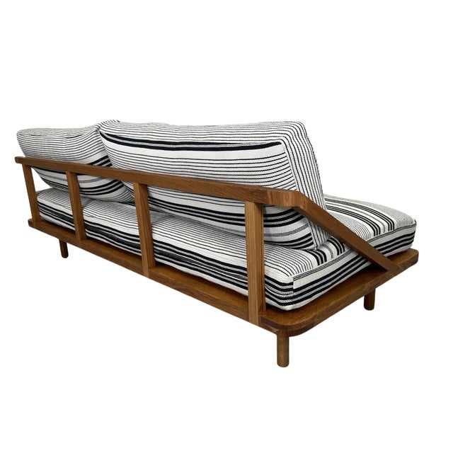 Wood Mid Century Style White Oak Feather Down Sofa For Sale - Image 7 of 8