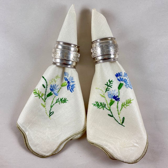 Victorian 19th C. Sterling Silver Bright Cut Napkin Rings, a Pair For Sale - Image 3 of 6