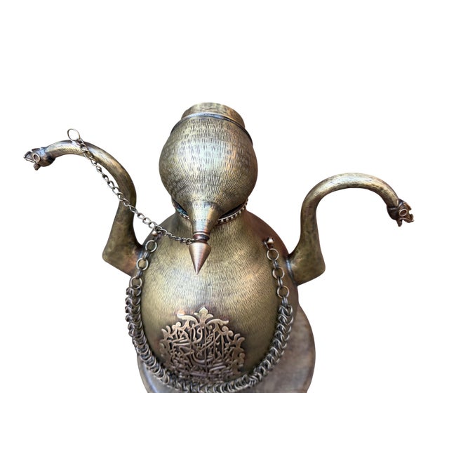 Dual Dragon Handle Brass Ewer For Sale - Image 9 of 13