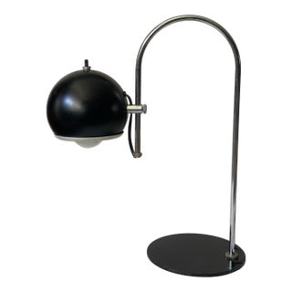 Vintage Black & Chrome Orb Table Lamp For Sale