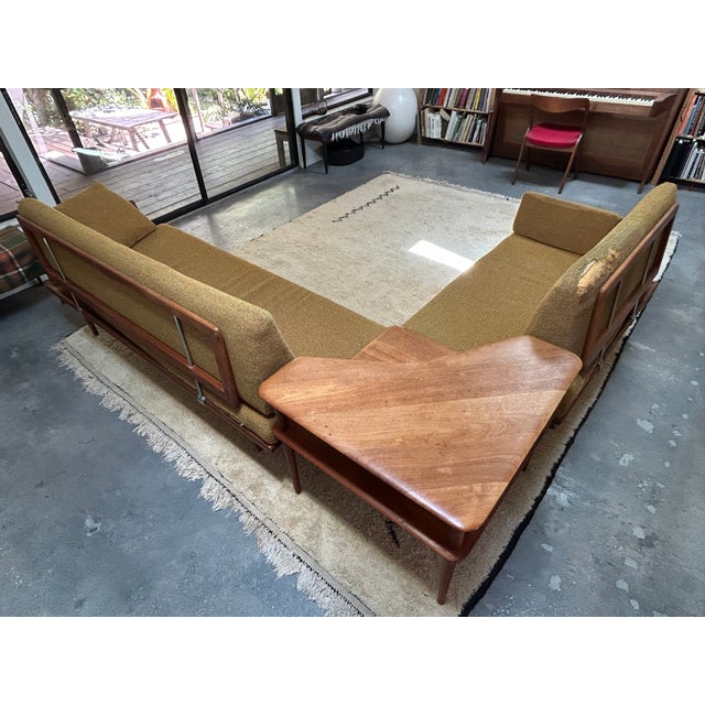 Vintage Danish MCM Peter Hvidt Minerva Sectional Sofa End Corner Table--3 Piece Set For Sale - Image 10 of 17