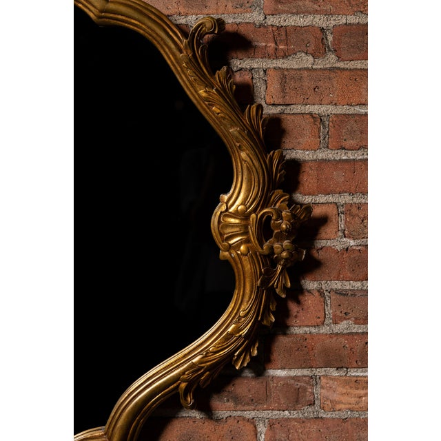 Antique Massive French Giltwood Mirror With Floral Crest For Sale In Chicago - Image 6 of 7