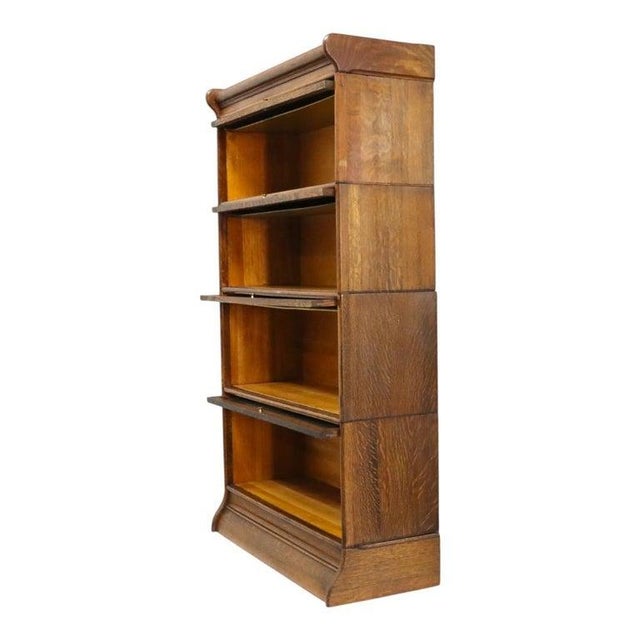 Widman Arts & Crafts Oak 4-Stack Barrister Bookcase Signed C1920 For Sale - Image 10 of 16