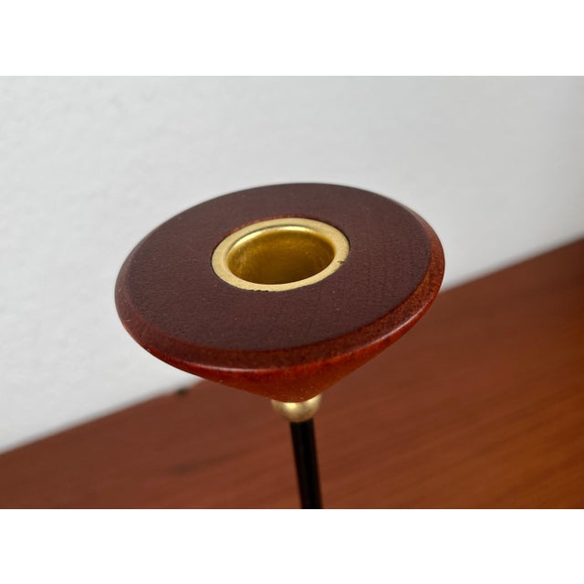 Postmodern Metal Wood Candleholder, 1980s For Sale - Image 10 of 12
