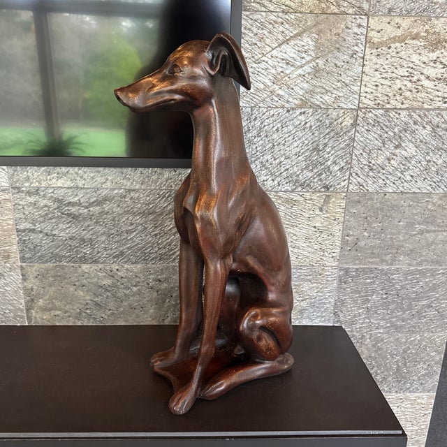 Vintage Hand Carved Sculpture of Seated Greyhound or Whippet For Sale In New York - Image 6 of 12