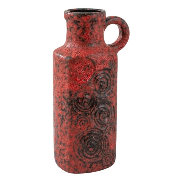 1960s German "W. Germany" Ceramic Vase Red For Sale