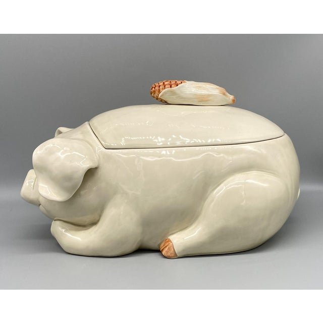 1970's Fitz and Floyd Farmhouse Pig Soup Tureen With Ladle Chairish