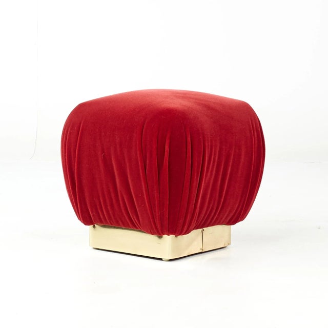 Marge Carson Mid Century Brass Souffle Poof Ottoman - Pair For Sale - Image 11 of 12